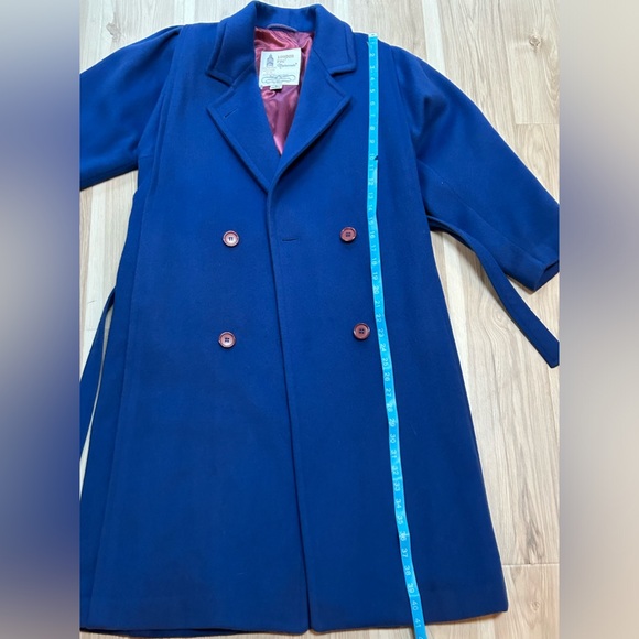Vintage London Fog Maincoats 100% Wool Blue Size 6 Petite Belted Overcoat - Picture 7 of 11